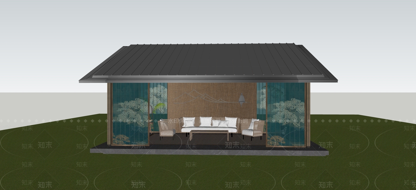新中式亭子SU模型下载【ID:1233166343】