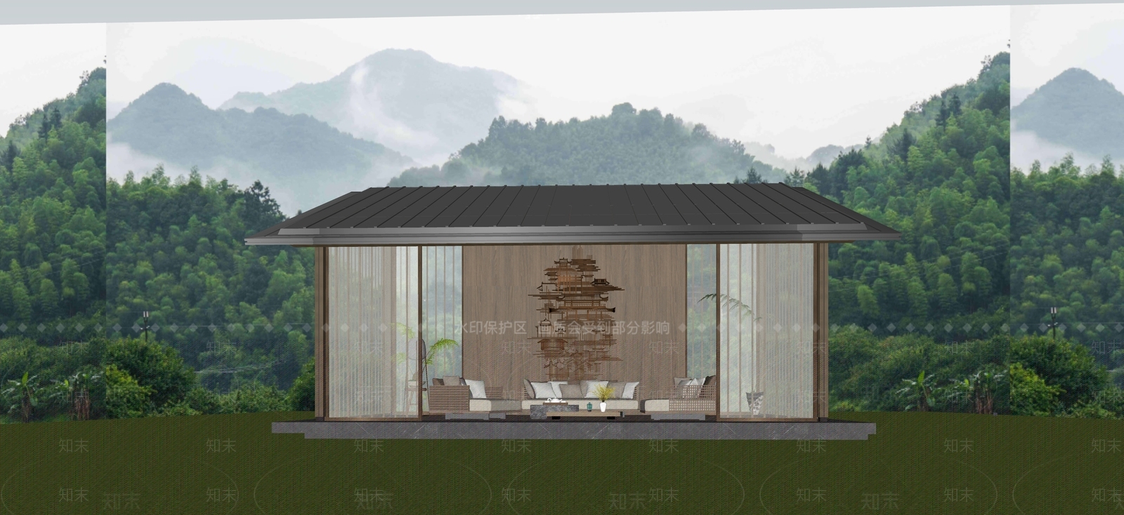 新中式亭子SU模型下载【ID:1233166717】