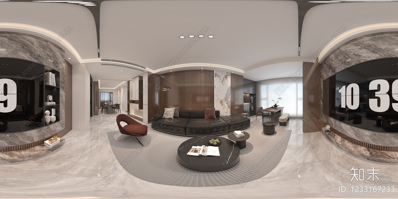 轻奢大平层客餐厅3D模型下载【ID:1233167233】