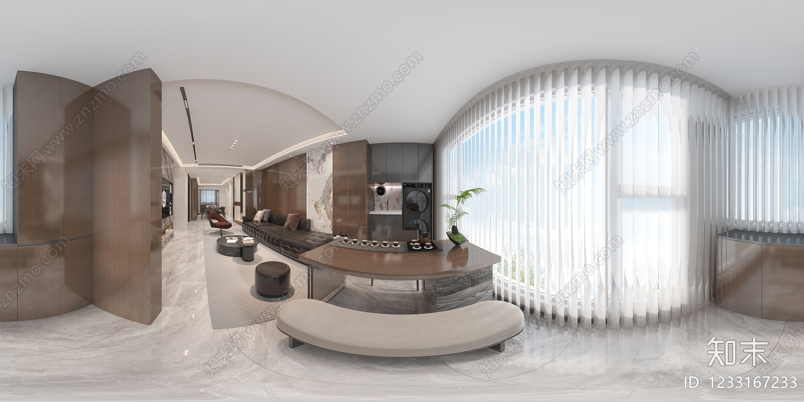 轻奢大平层客餐厅3D模型下载【ID:1233167233】