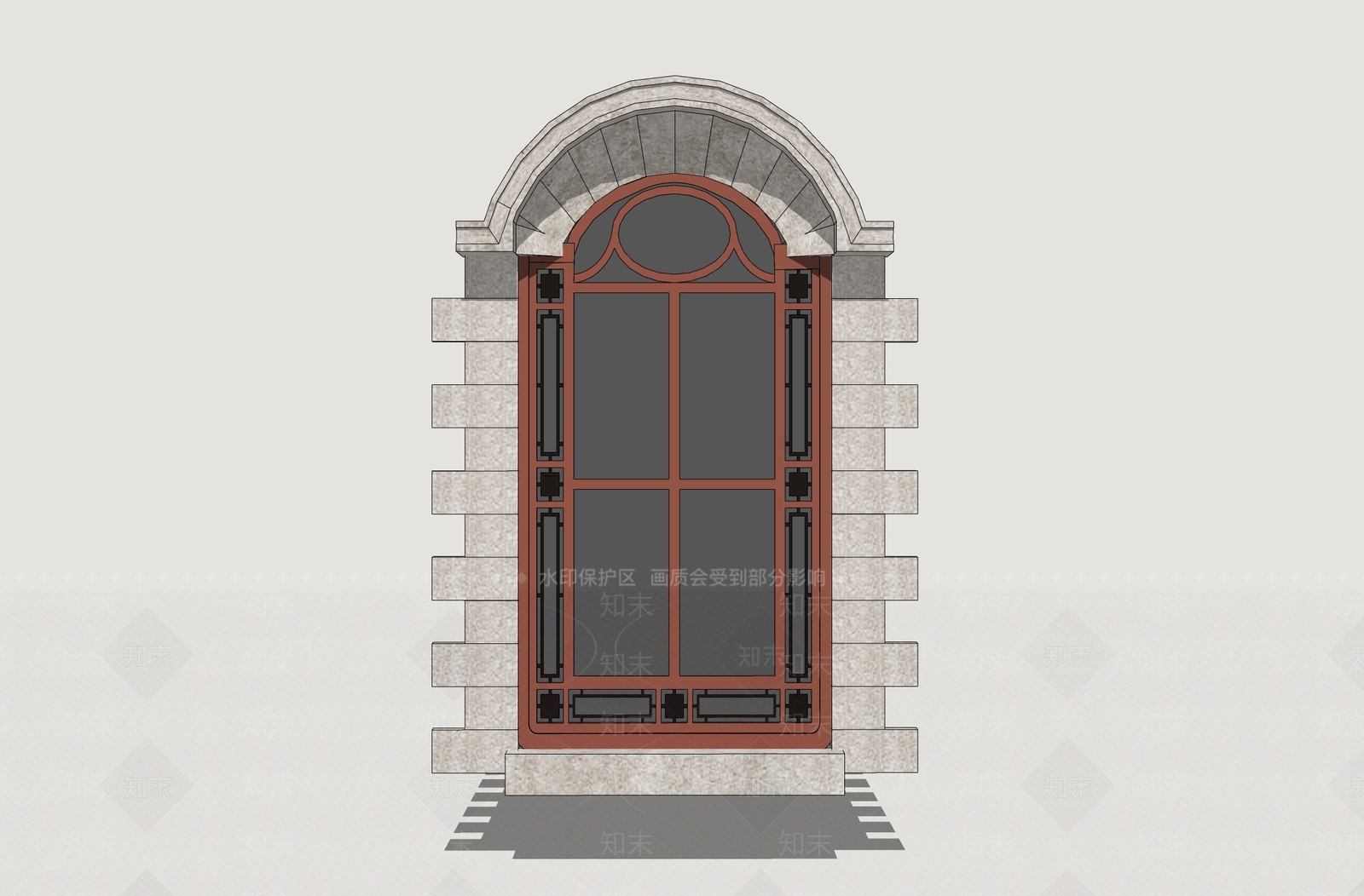 欧式古建平开窗SU模型下载【ID:1233173221】