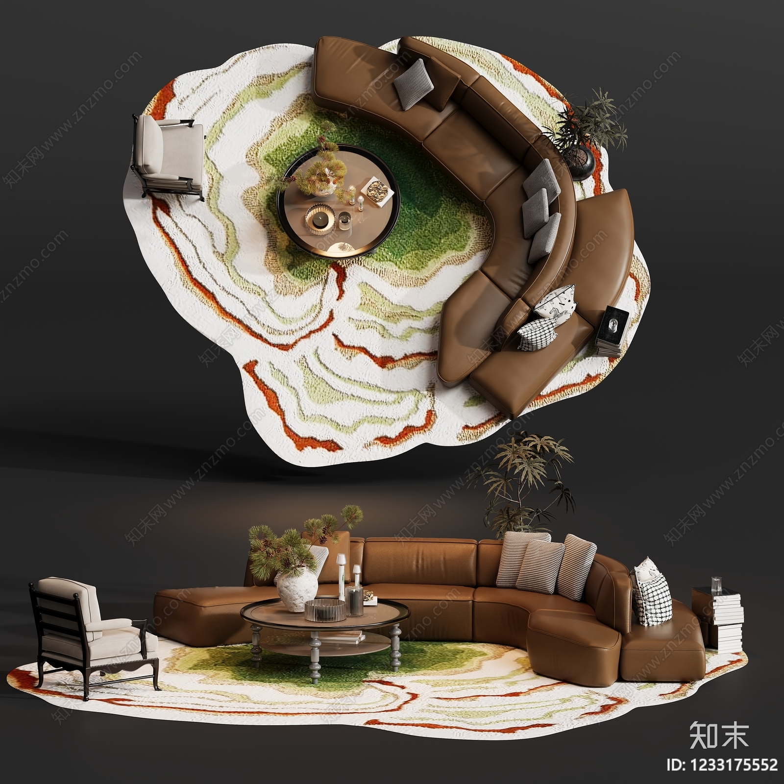 中古风沙发组合3D模型下载【ID:1233175552】