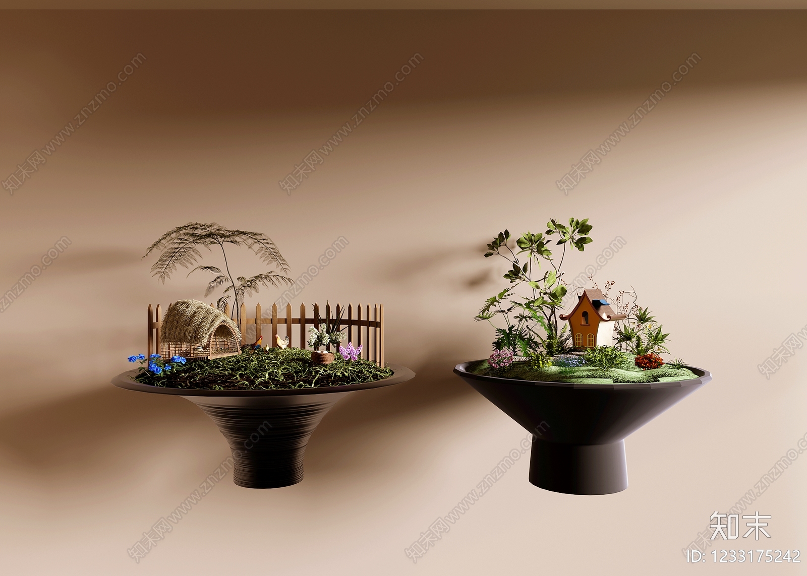 侘寂绿植摆件3D模型下载【ID:1233175242】