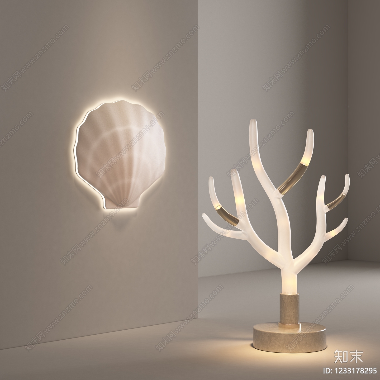 奶油风灯具组合3D模型下载【ID:1233178295】