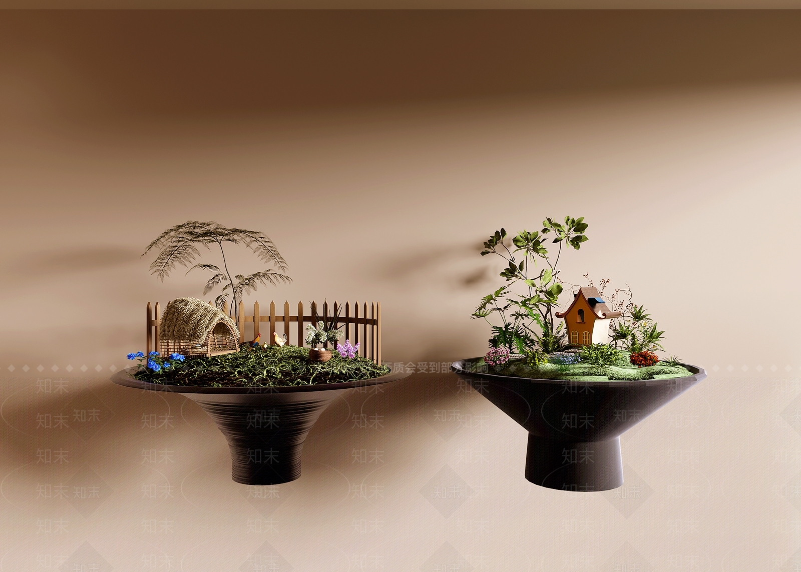 侘寂绿植摆件SU模型下载【ID:1233175354】