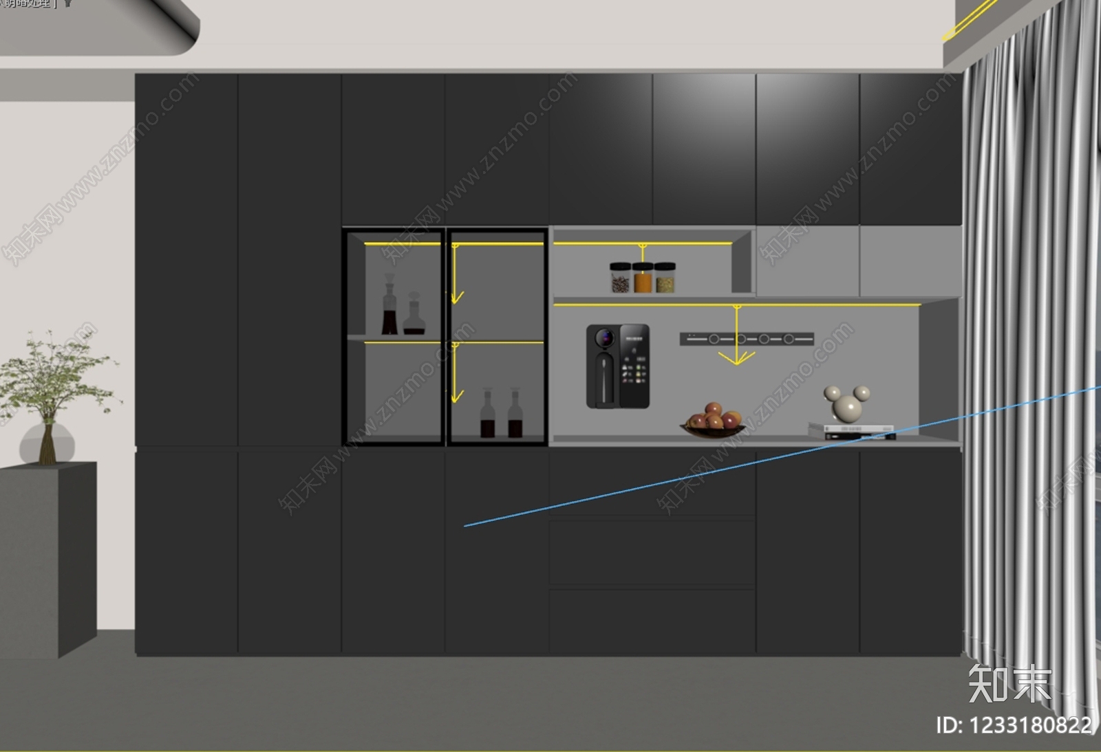 意式极简酒柜3D模型下载【ID:1233180822】