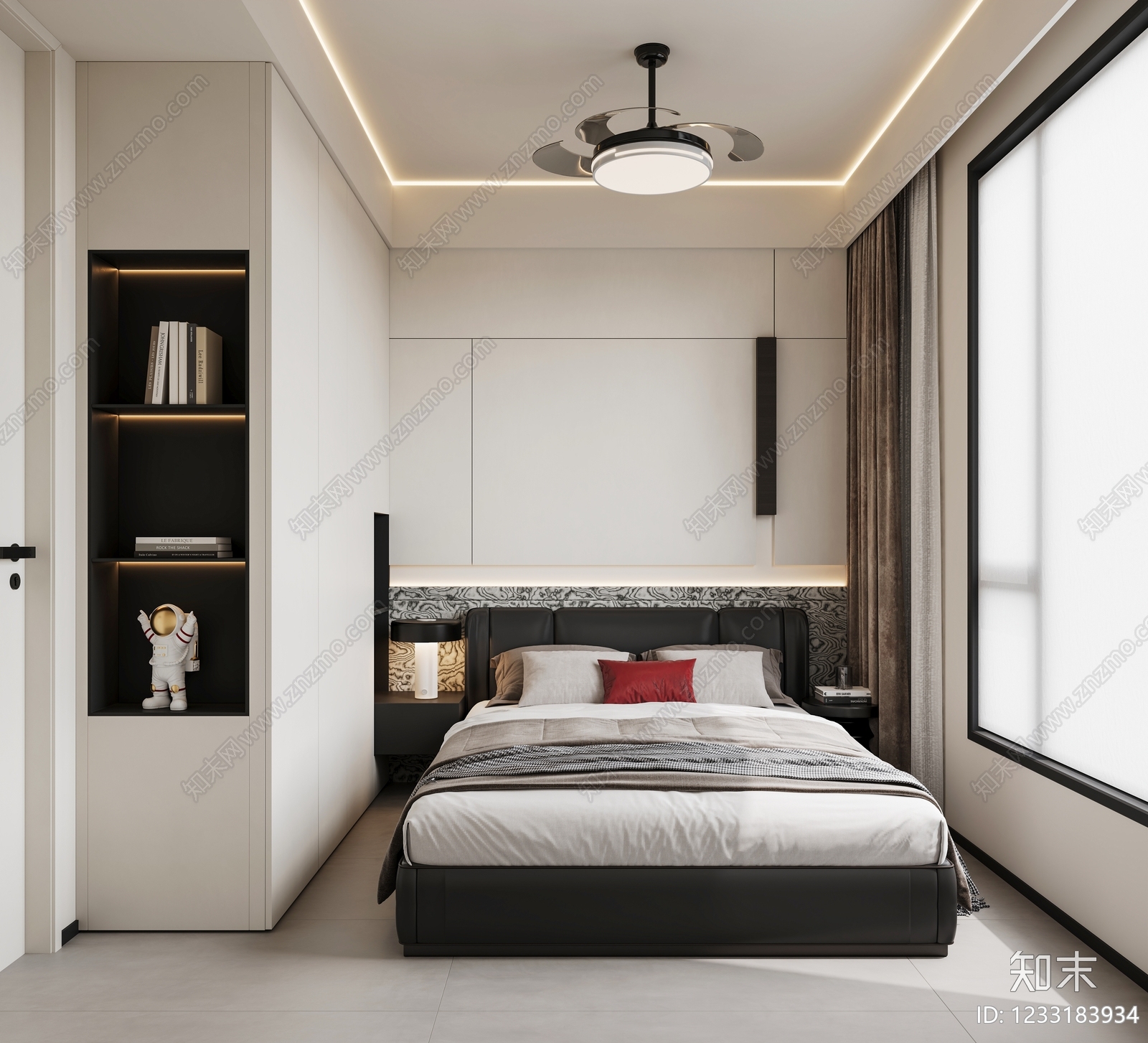 现代简约主卧3D模型下载【ID:1233183934】