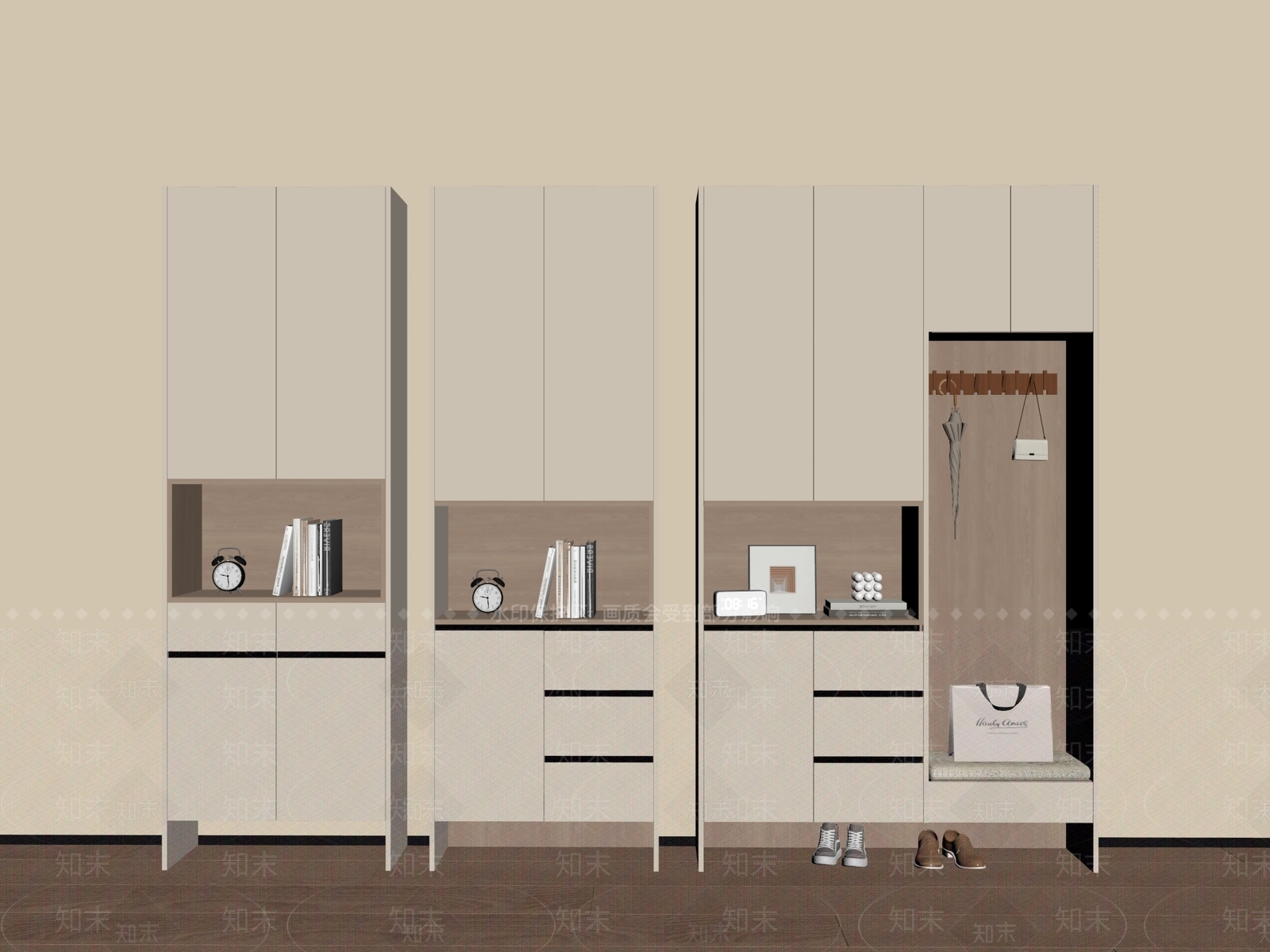 现代简约鞋柜SU模型下载【ID:1233184983】