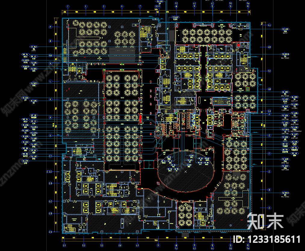 酒店宴会厅cad施工图下载【ID:1233185611】