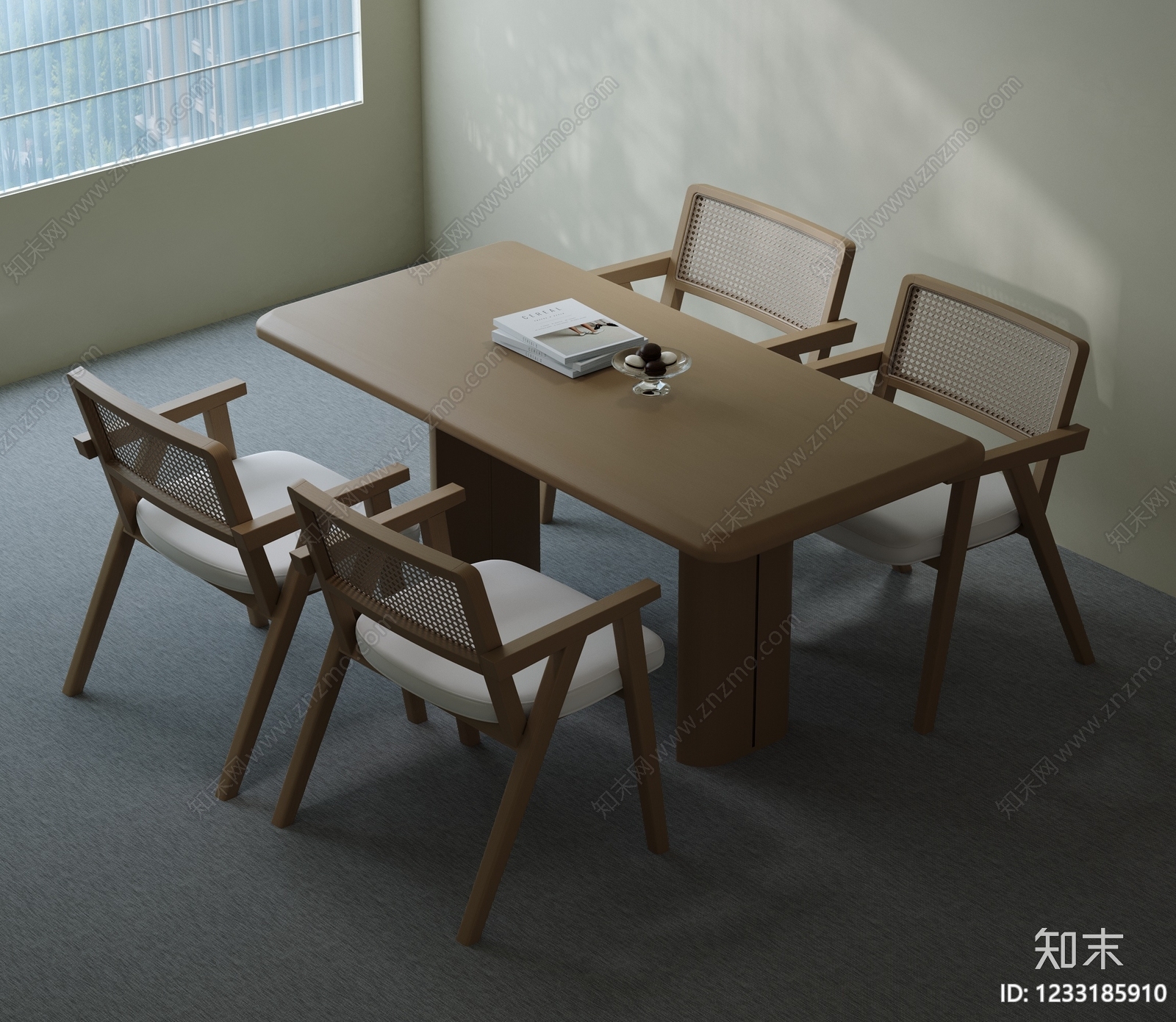中古风餐桌椅3D模型下载【ID:1233185910】