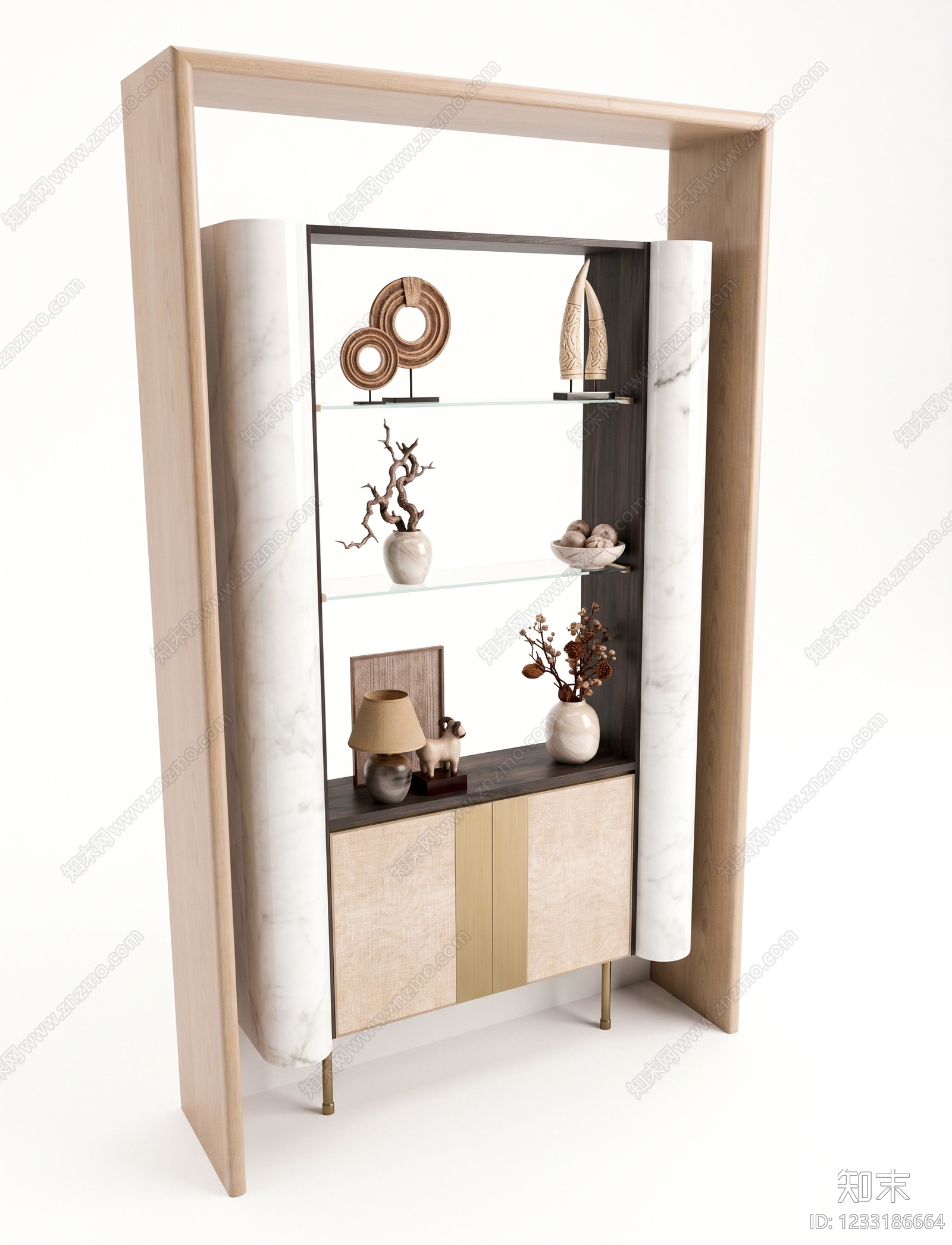 新中式博古架3D模型下载【ID:1233186664】