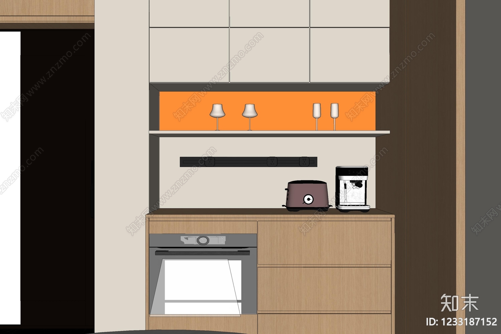 现代简约餐边柜SU模型下载【ID:1233187152】