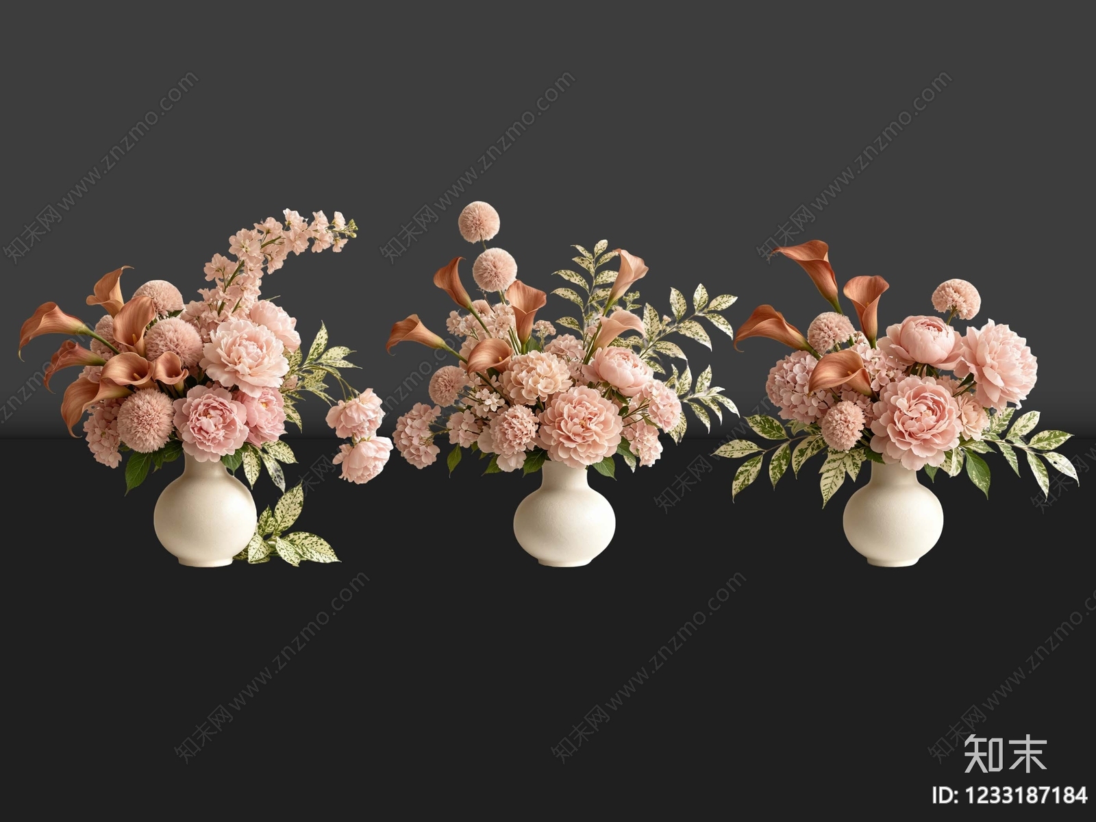奶油风花艺SU模型下载【ID:1233187184】