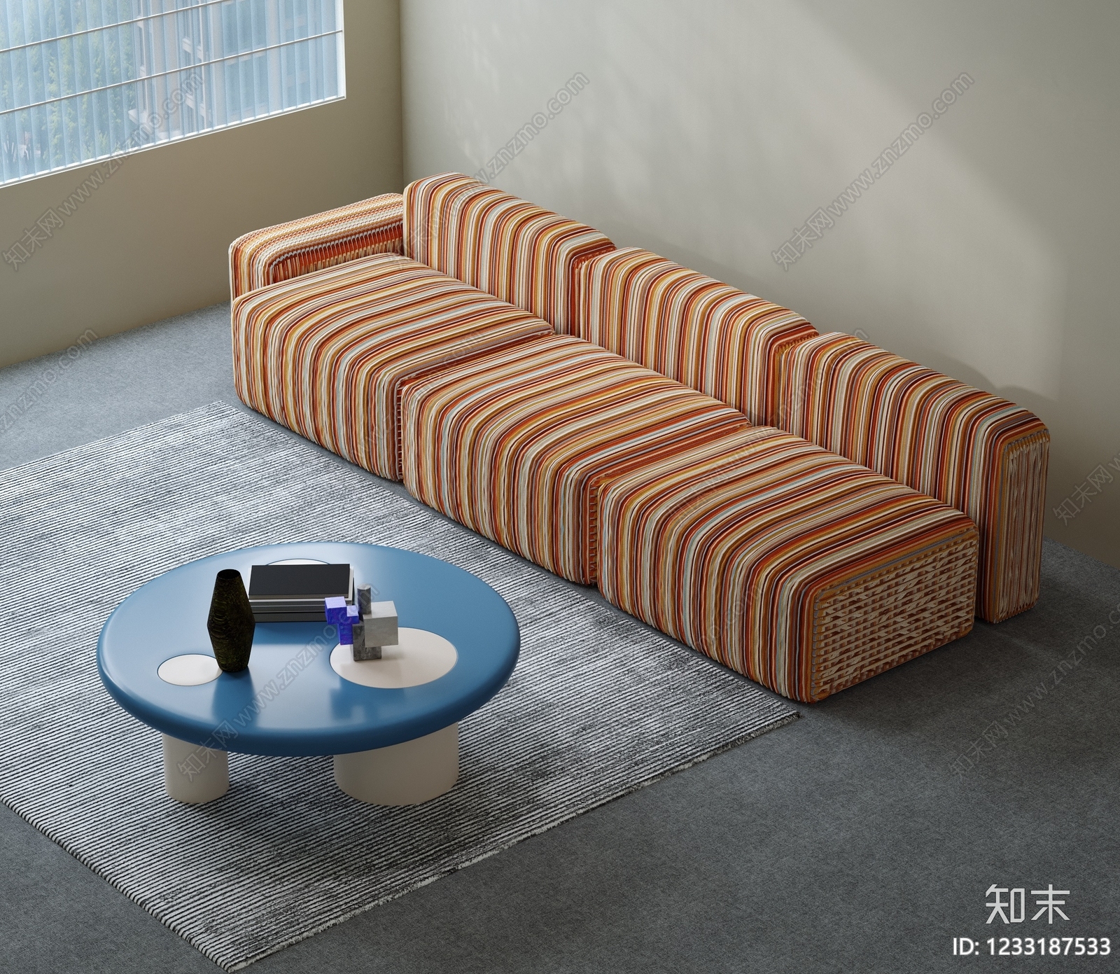 孟菲斯模块沙发3D模型下载【ID:1233187533】