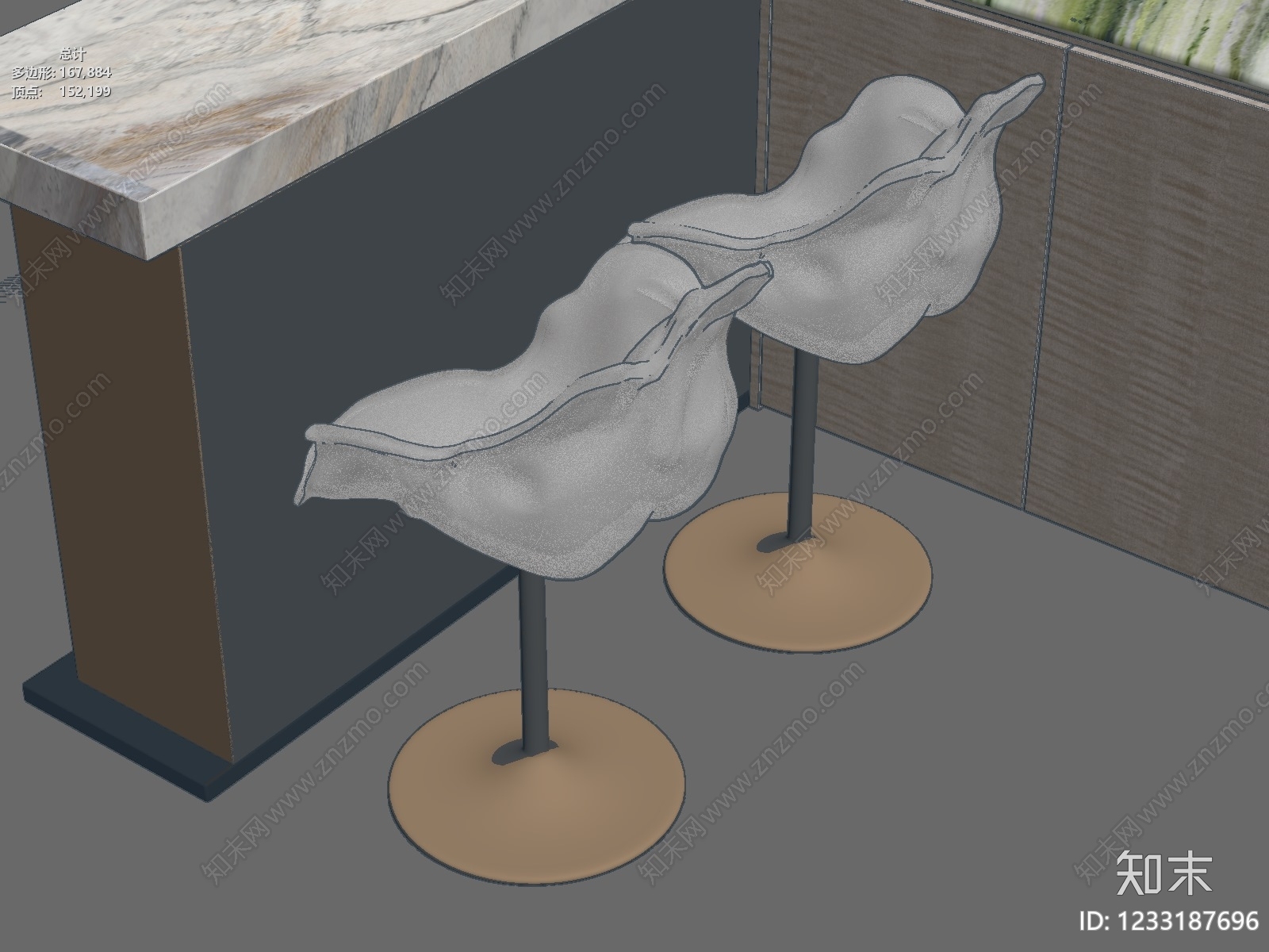 轻奢吧椅3D模型下载【ID:1233187696】