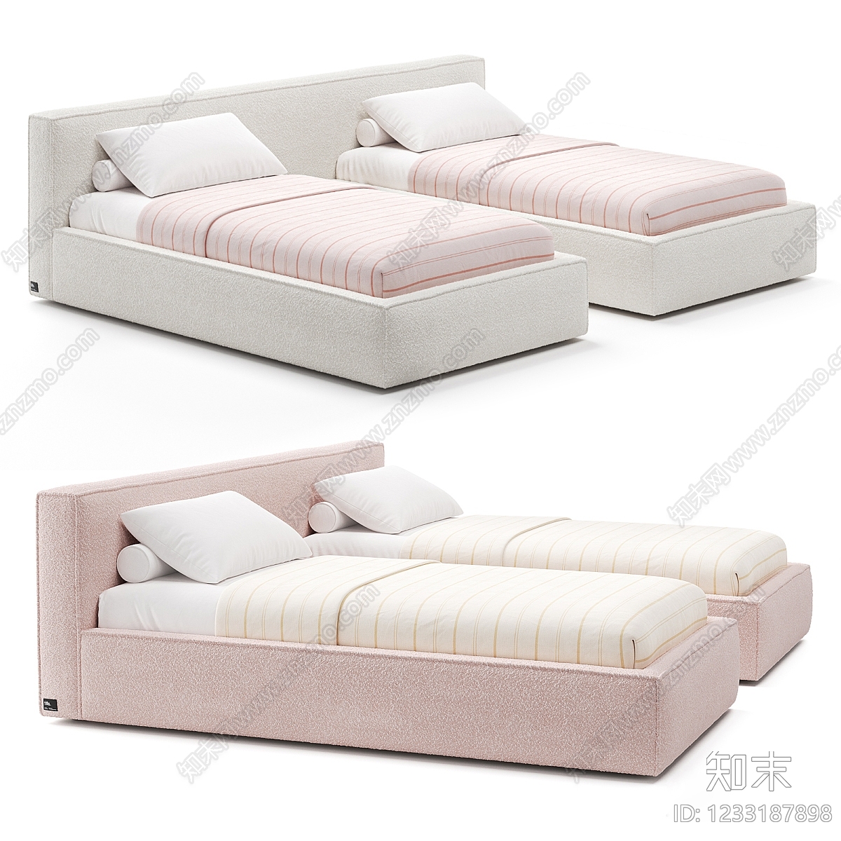 极简单人床3D模型下载【ID:1233187898】