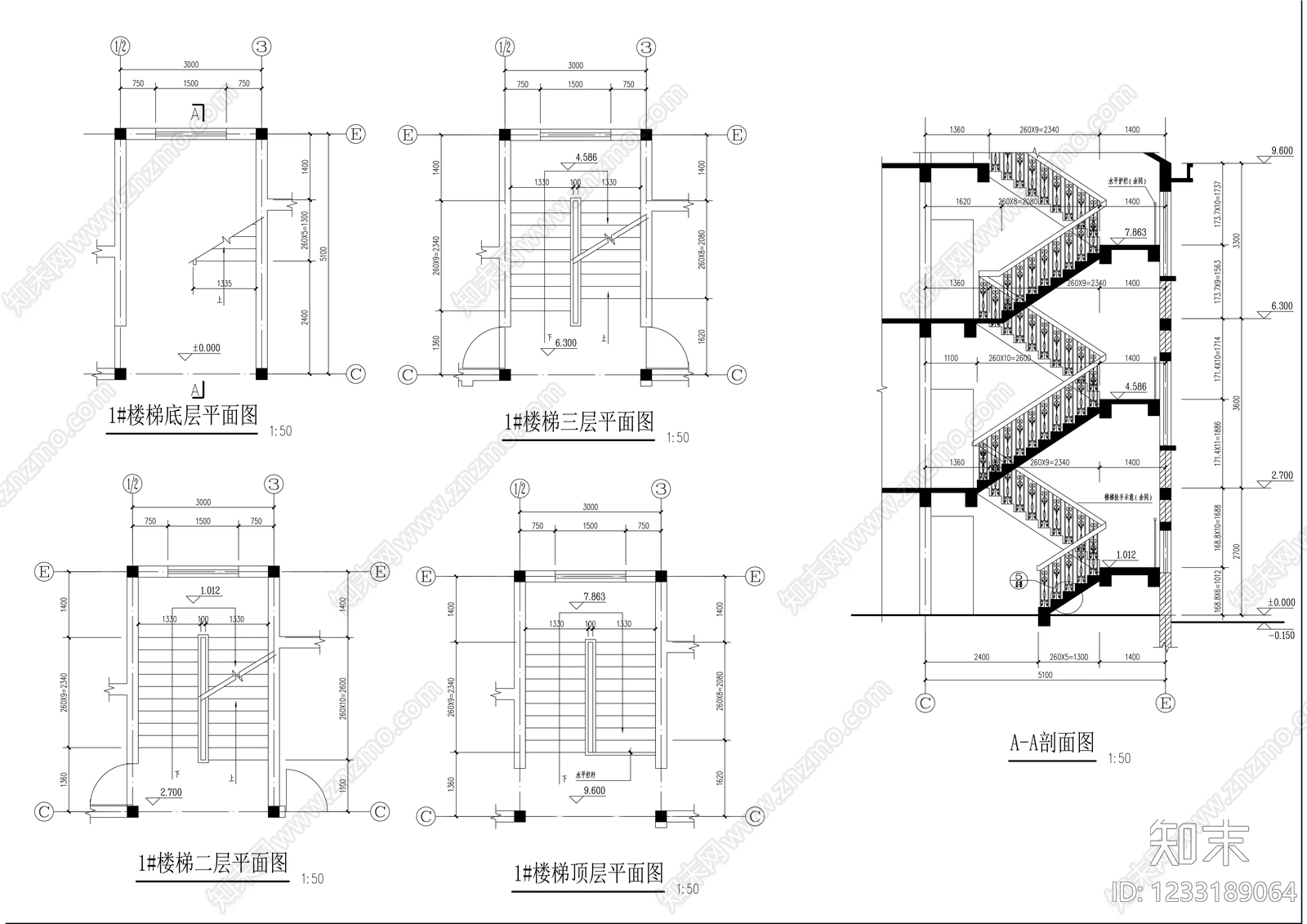 别墅建筑cad施工图下载【ID:1233189064】