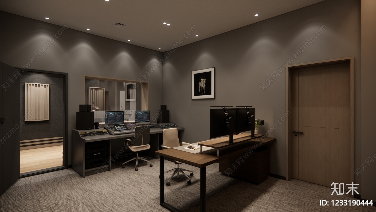现代简约工作室SU模型下载【ID:1233190444】