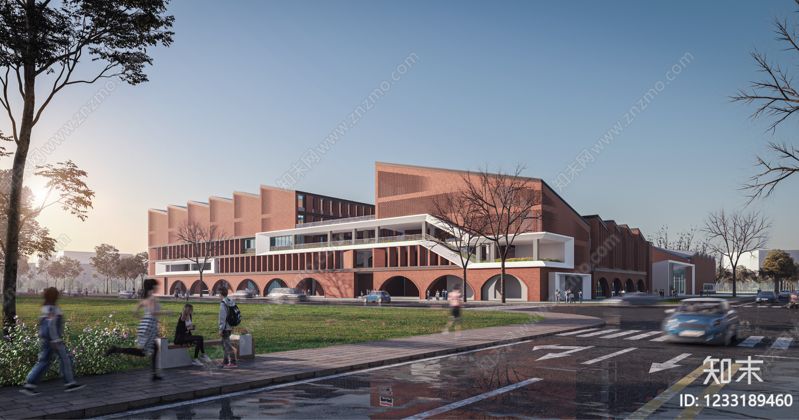 现代主义学校建筑SU模型下载【ID:1233189460】