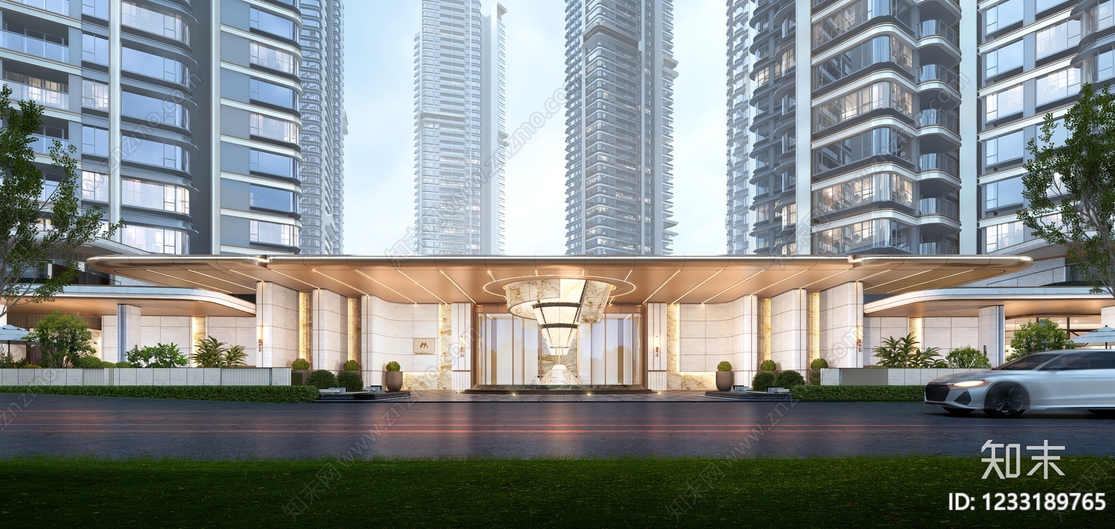 现代主义售楼处建筑SU模型下载【ID:1233189765】
