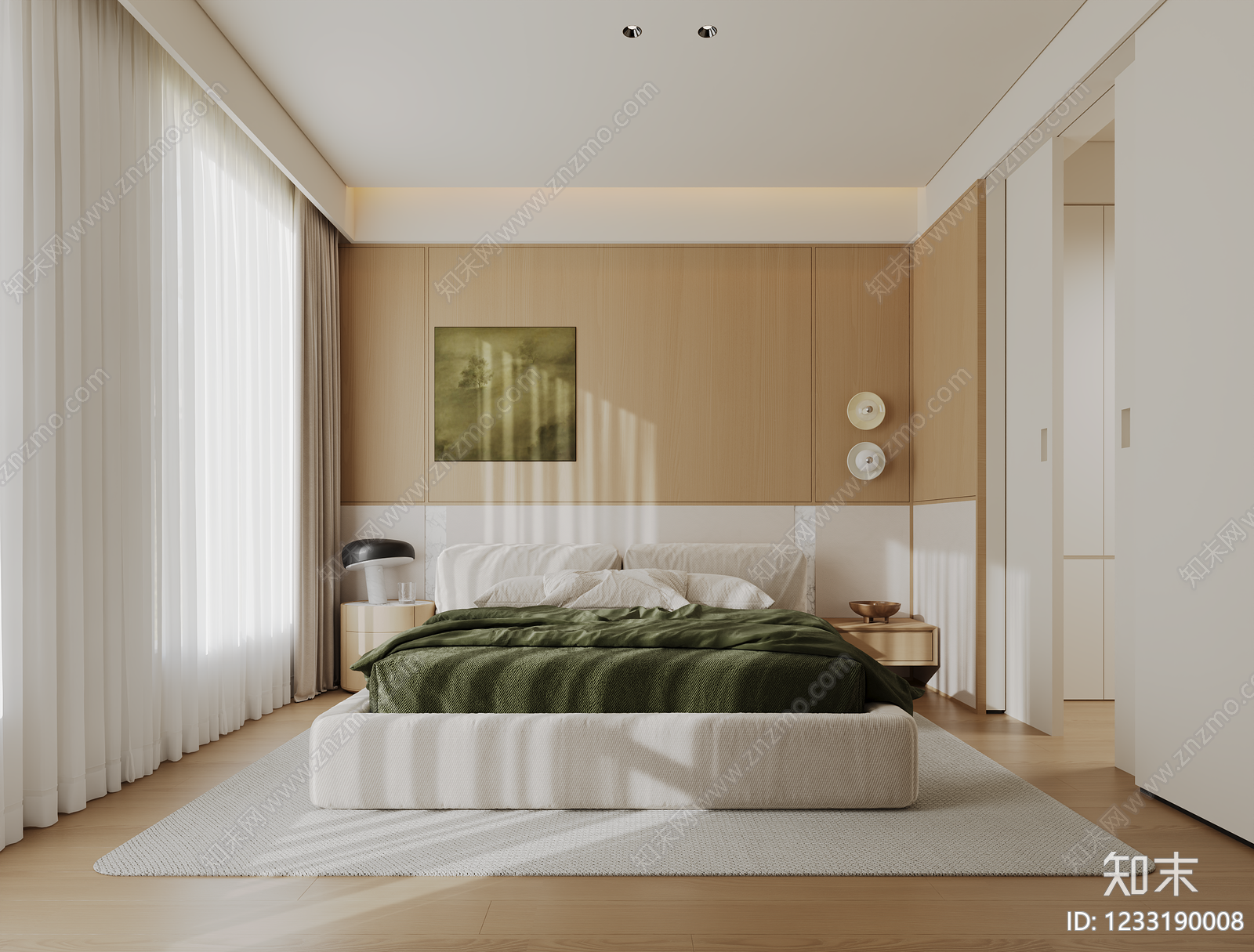 原木风主卧3D模型下载【ID:1233190008】