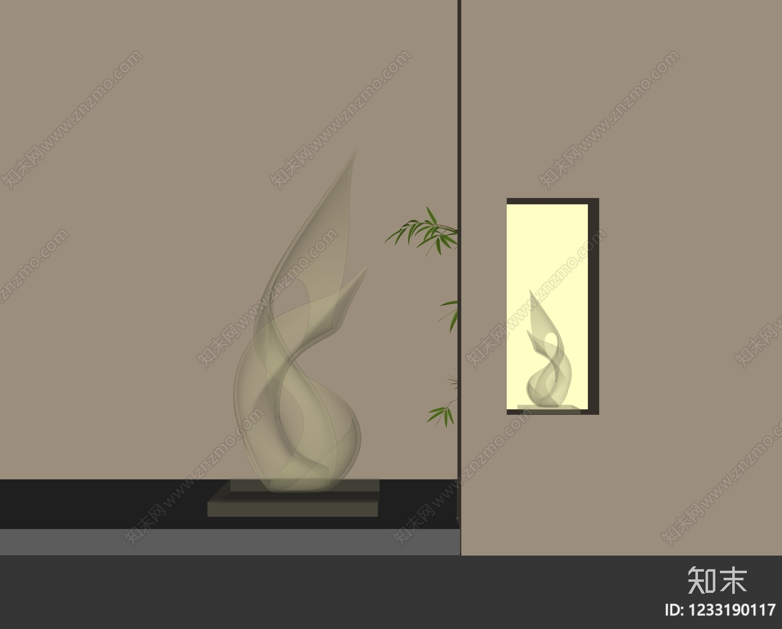 极简雕塑摆件SU模型下载【ID:1233190117】