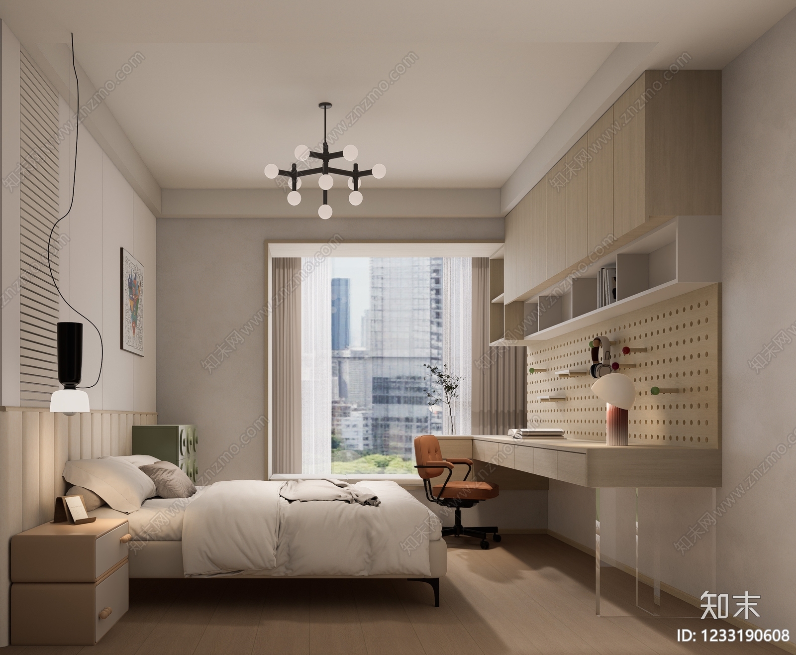 现代简约家居卧室SU模型下载【ID:1233190608】