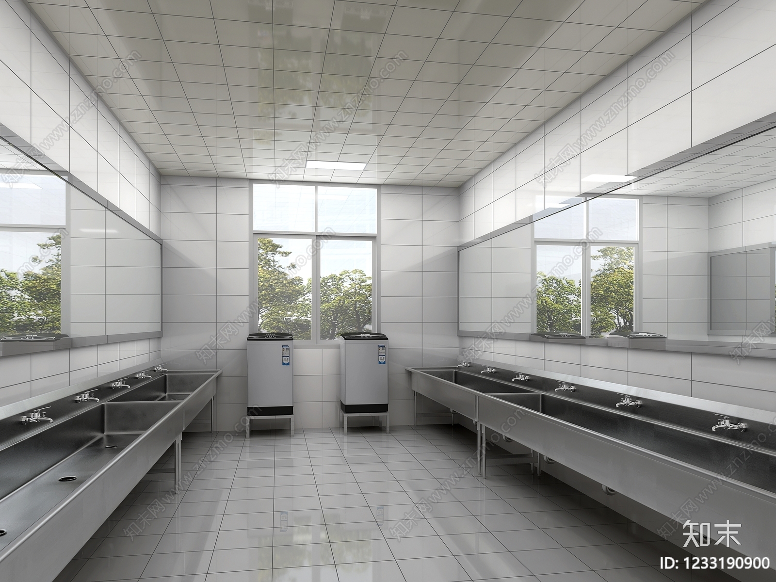 极简学生宿舍3D模型渲染效果图