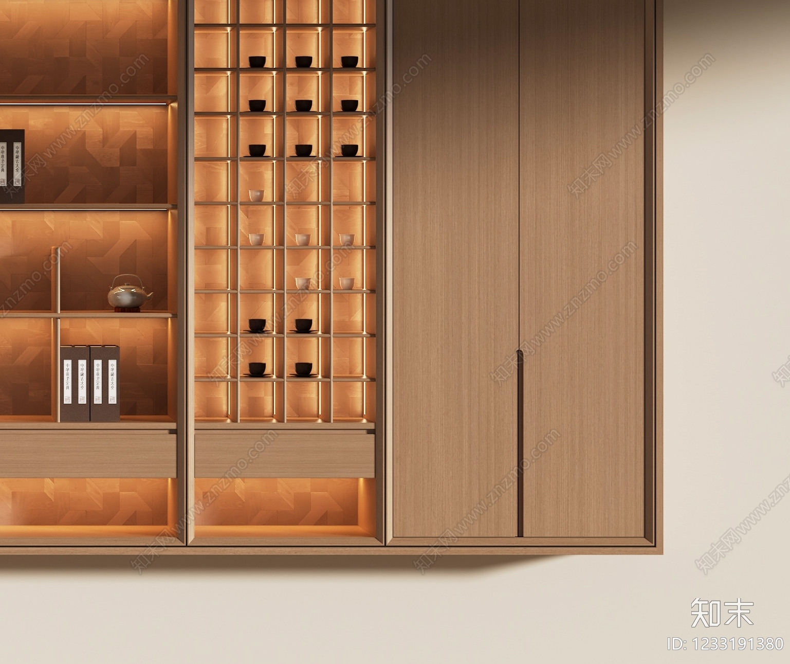 新中式茶柜3D模型下载【ID:1233191380】