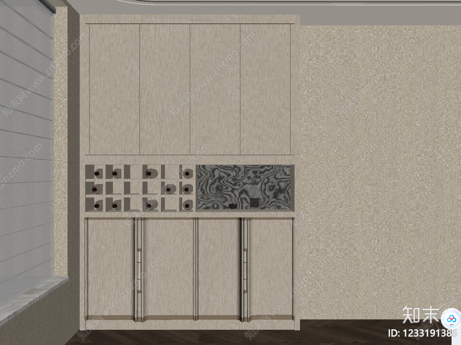 轻奢餐边柜SU模型下载【ID:1233191386】
