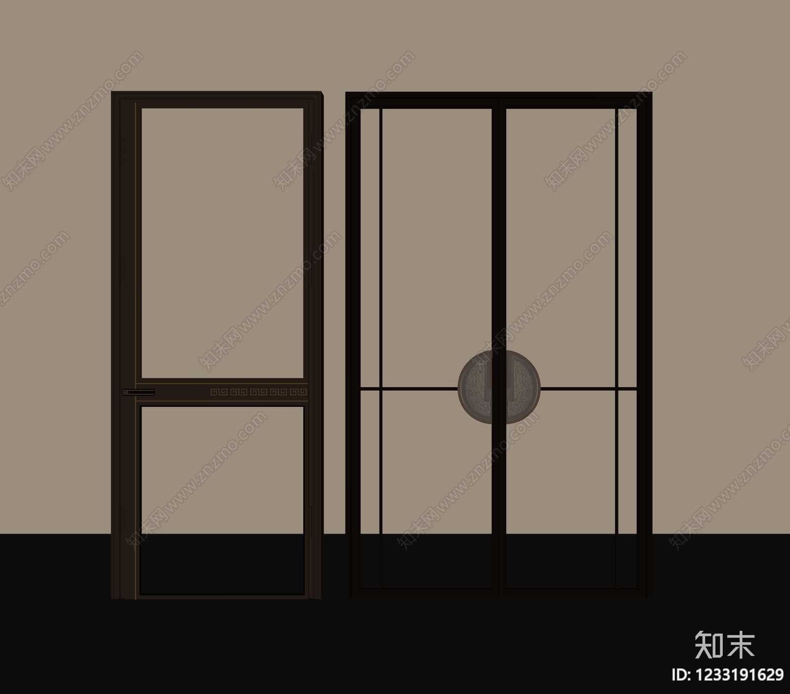 新中式双开门SU模型下载【ID:1233191629】
