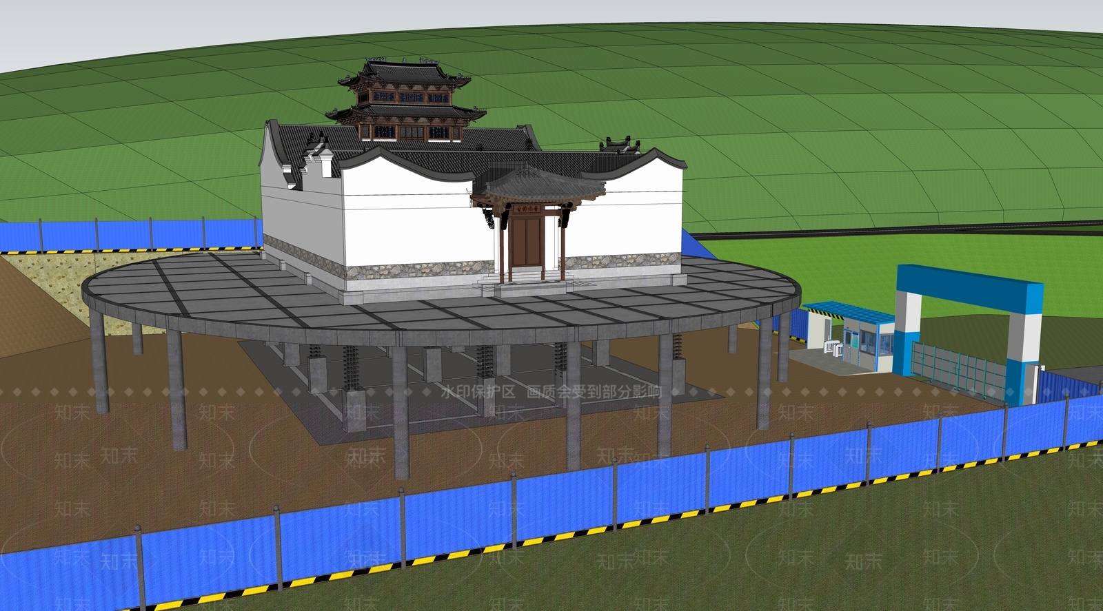 中式古建古建筑SU模型下载【ID:1233191766】