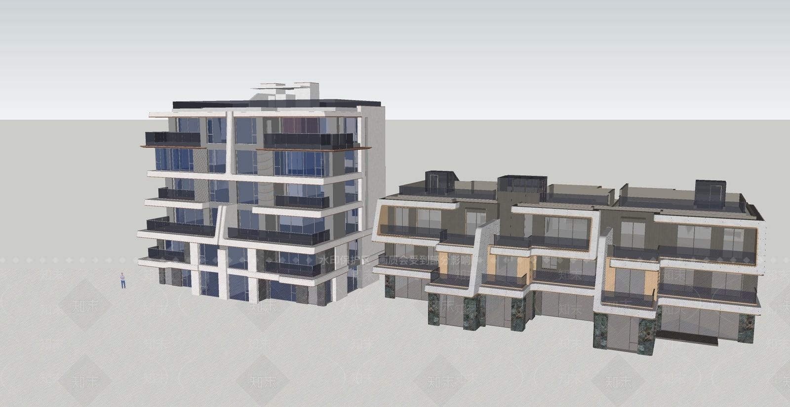 现代主义小区建筑SU模型下载【ID:1233194721】