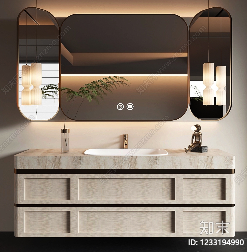 轻奢浴室柜3D模型下载【ID:1233194990】