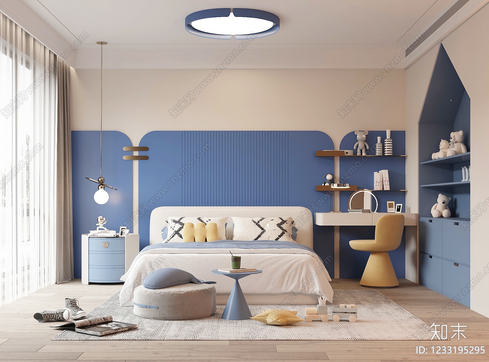 现代简约男孩房3D模型下载【ID:1233195295】