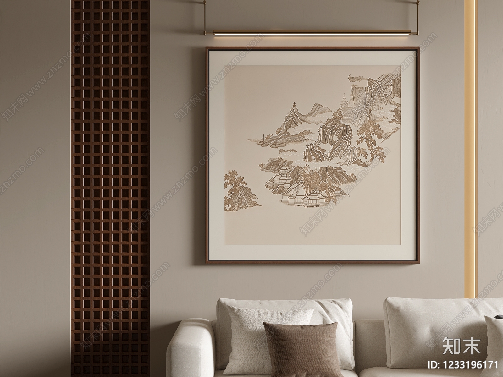 新中式山水画3D模型下载【ID:1233196171】