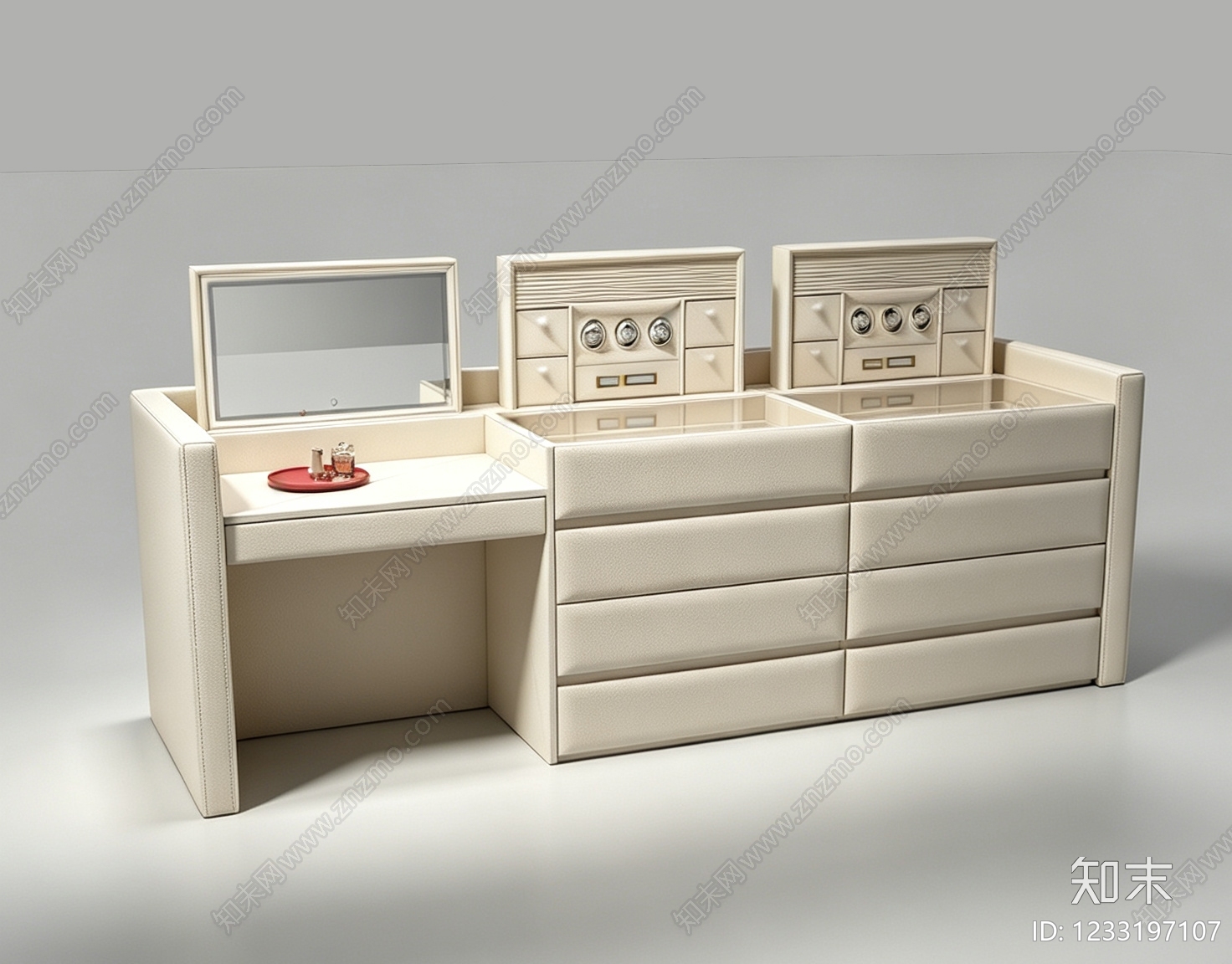 奶油风首饰柜3D模型下载【ID:1233197107】