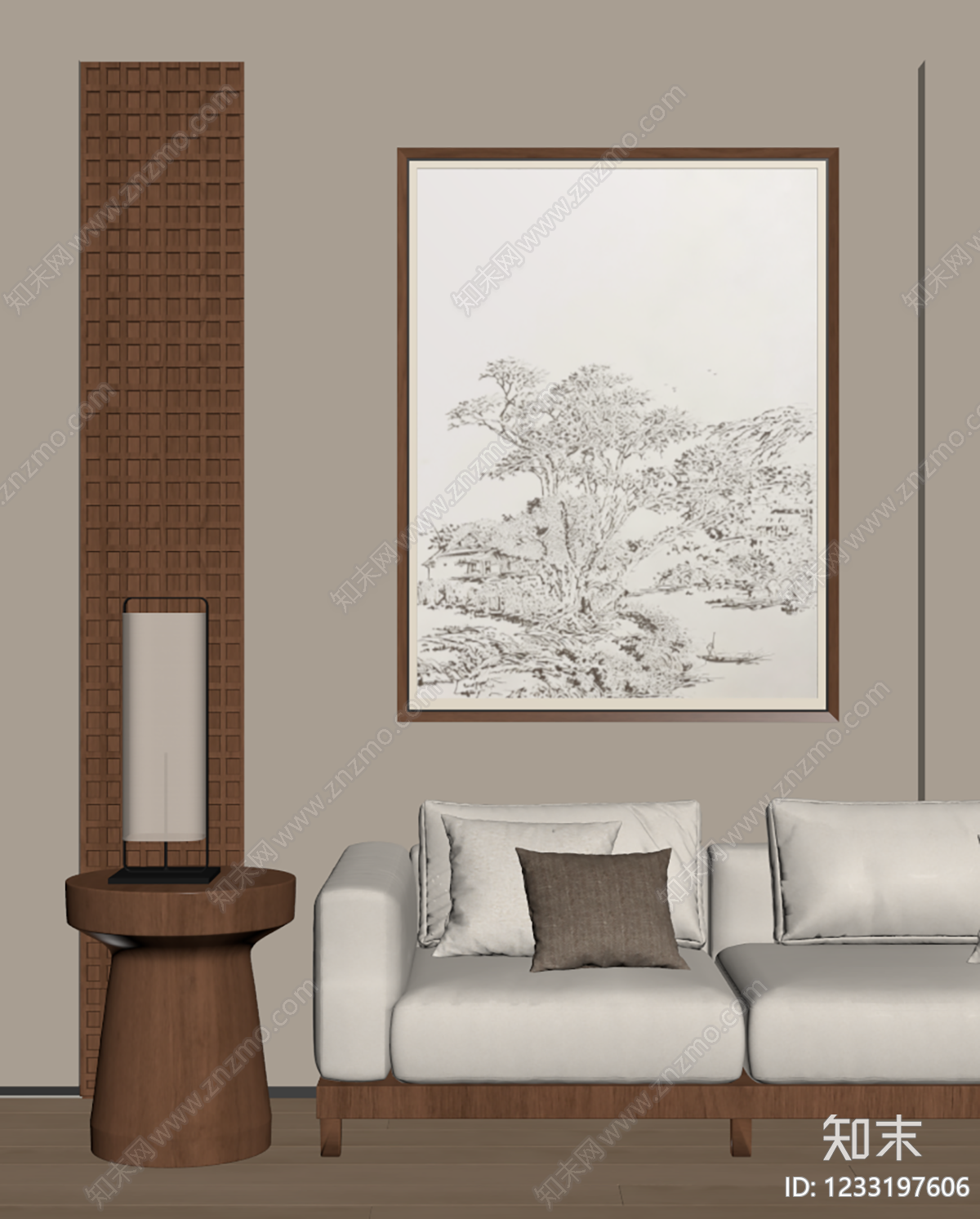 新中式挂画SU模型下载【ID:1233197606】