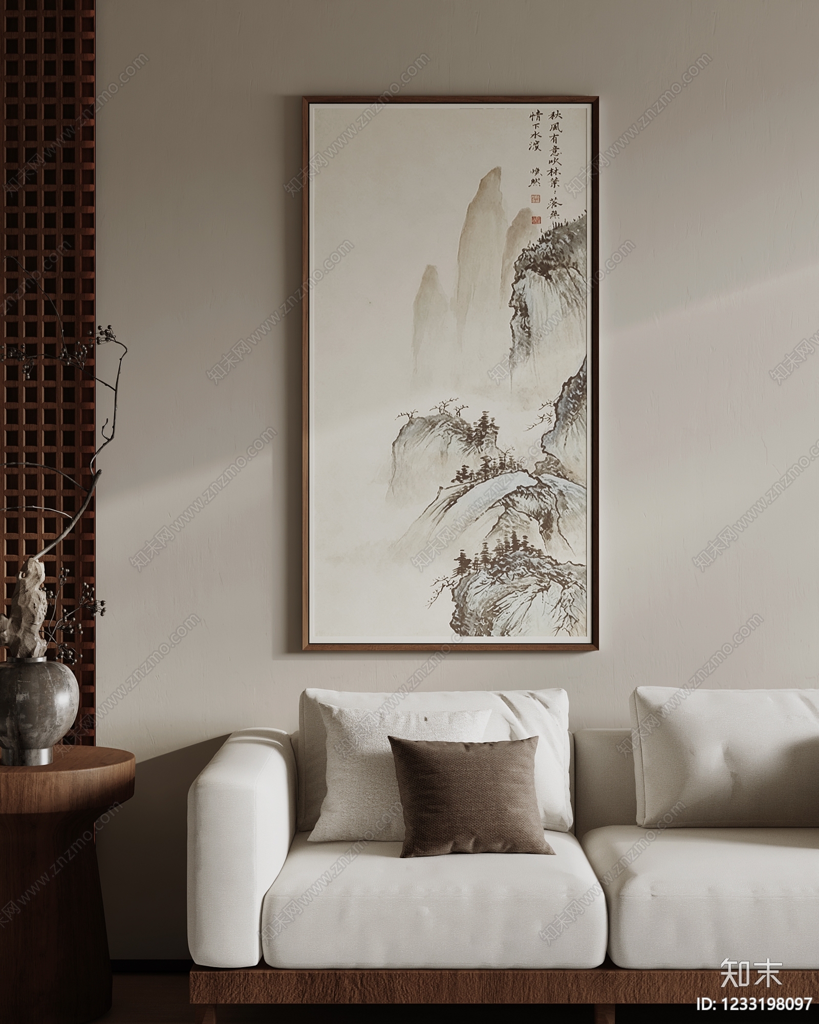 新中式山水画3D模型下载【ID:1233198097】
