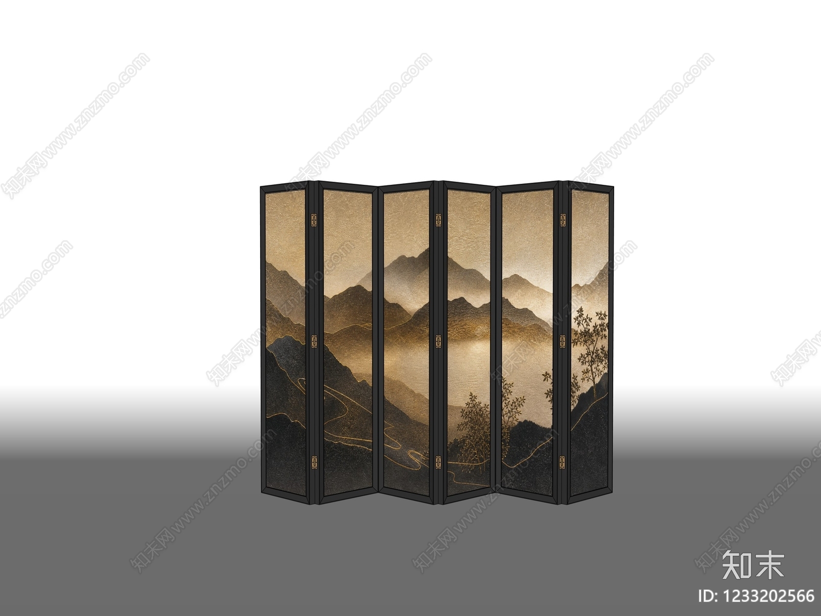 新中式屏风SU模型下载【ID:1233202566】