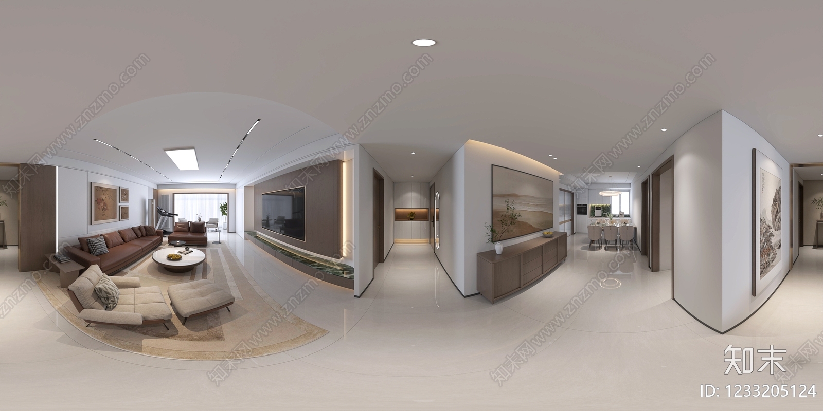 轻奢大平层客餐厅3D模型下载【ID:1233205124】
