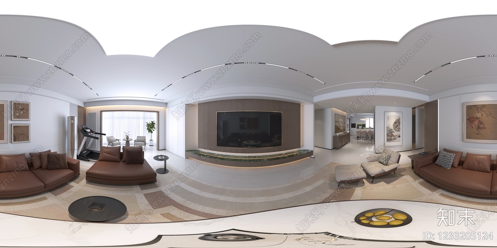 轻奢大平层客餐厅3D模型下载【ID:1233205124】