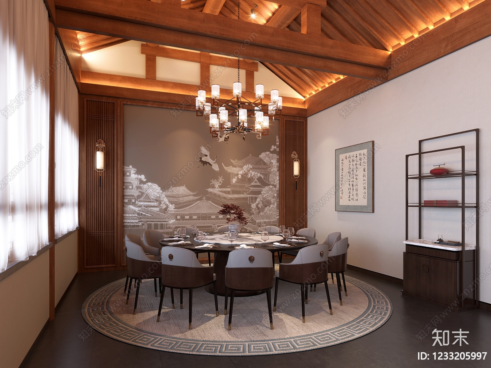 新中式接待室3D模型下载【ID:1233205997】