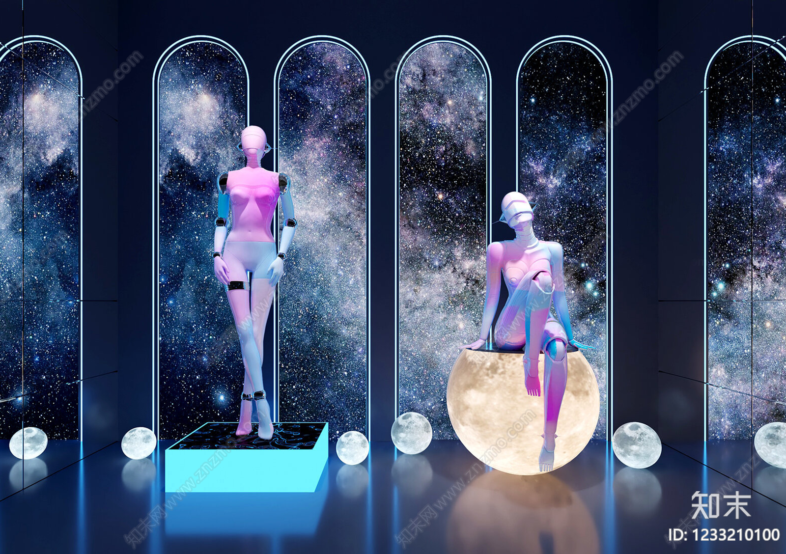 赛博朋克风橱窗3D模型渲染效果图