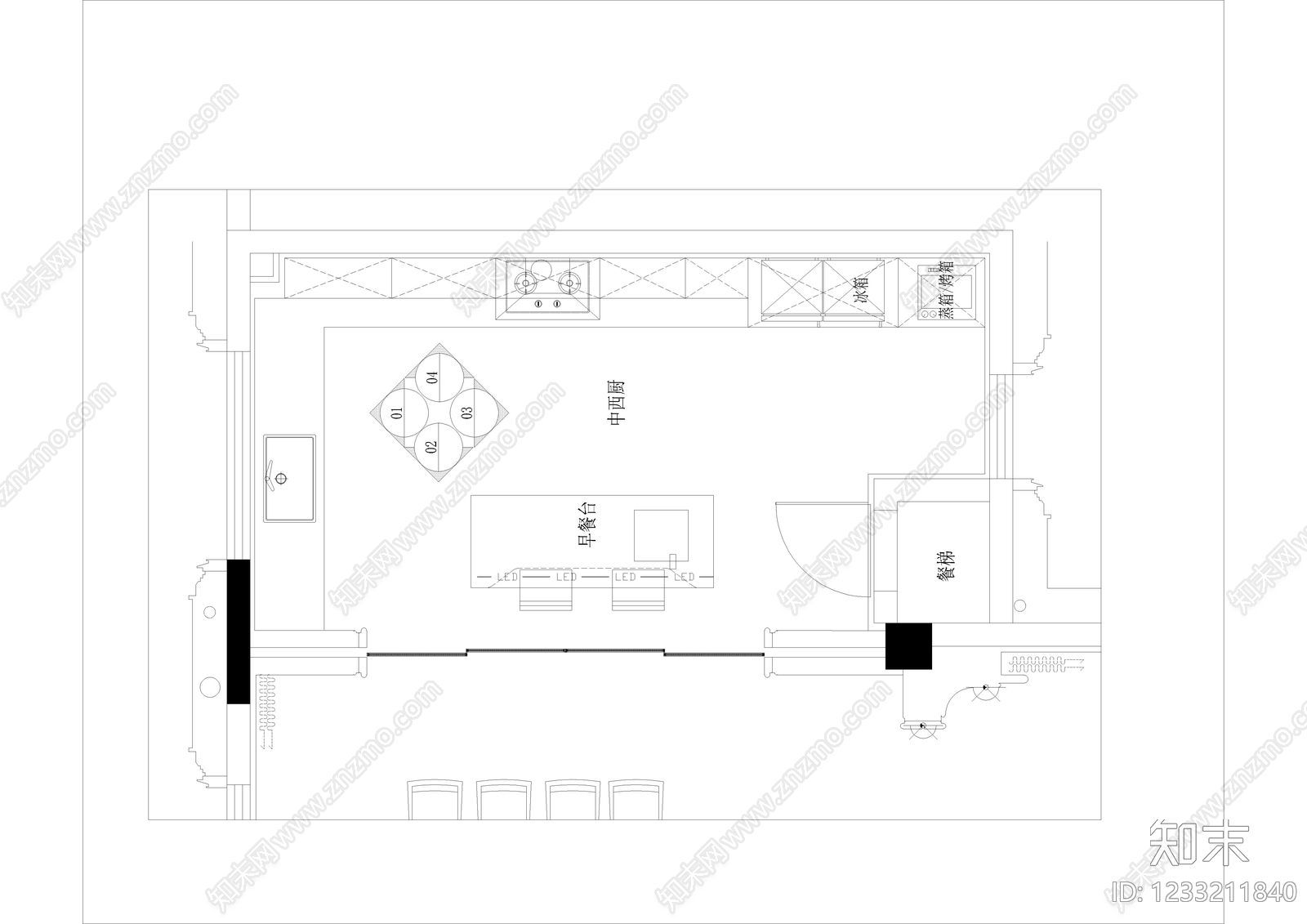 厨房cad施工图下载【ID:1233211840】
