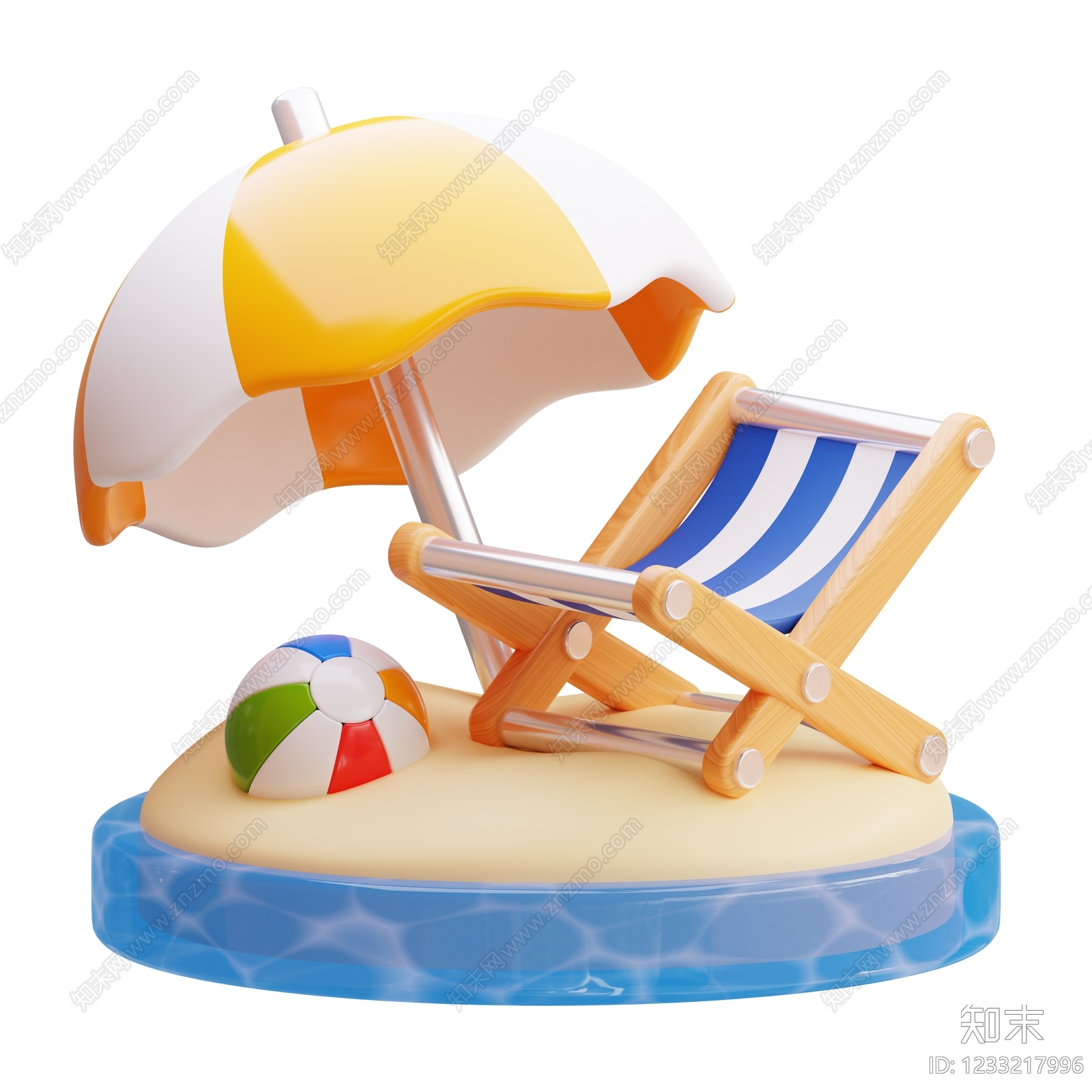 原木风景观小品3D模型渲染效果图