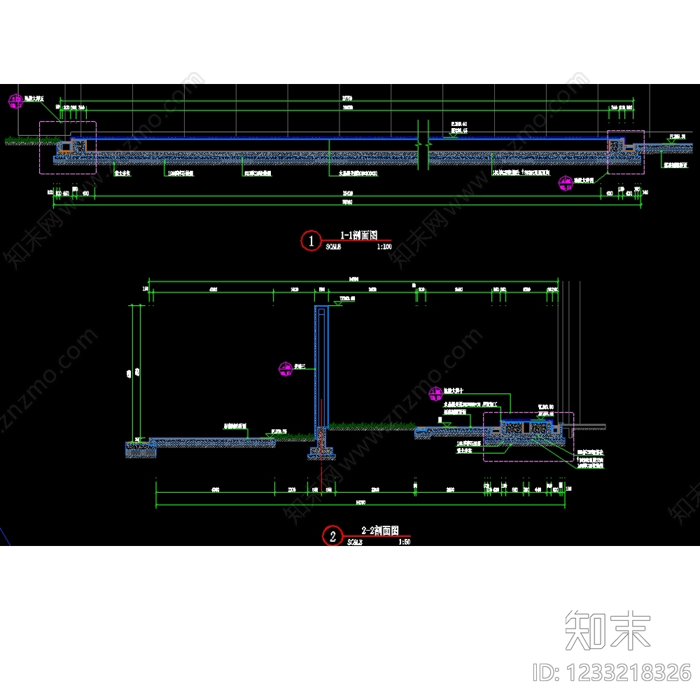 喷泉水景cad施工图下载【ID:1233218326】