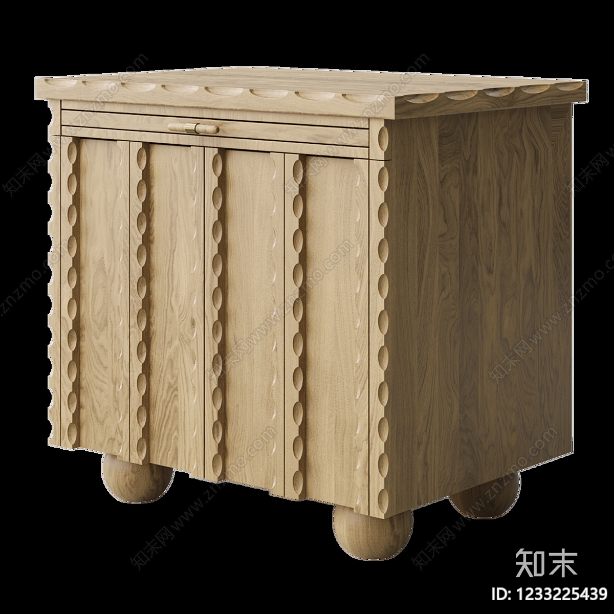 原木风床头柜3D模型下载【ID:1233225439】