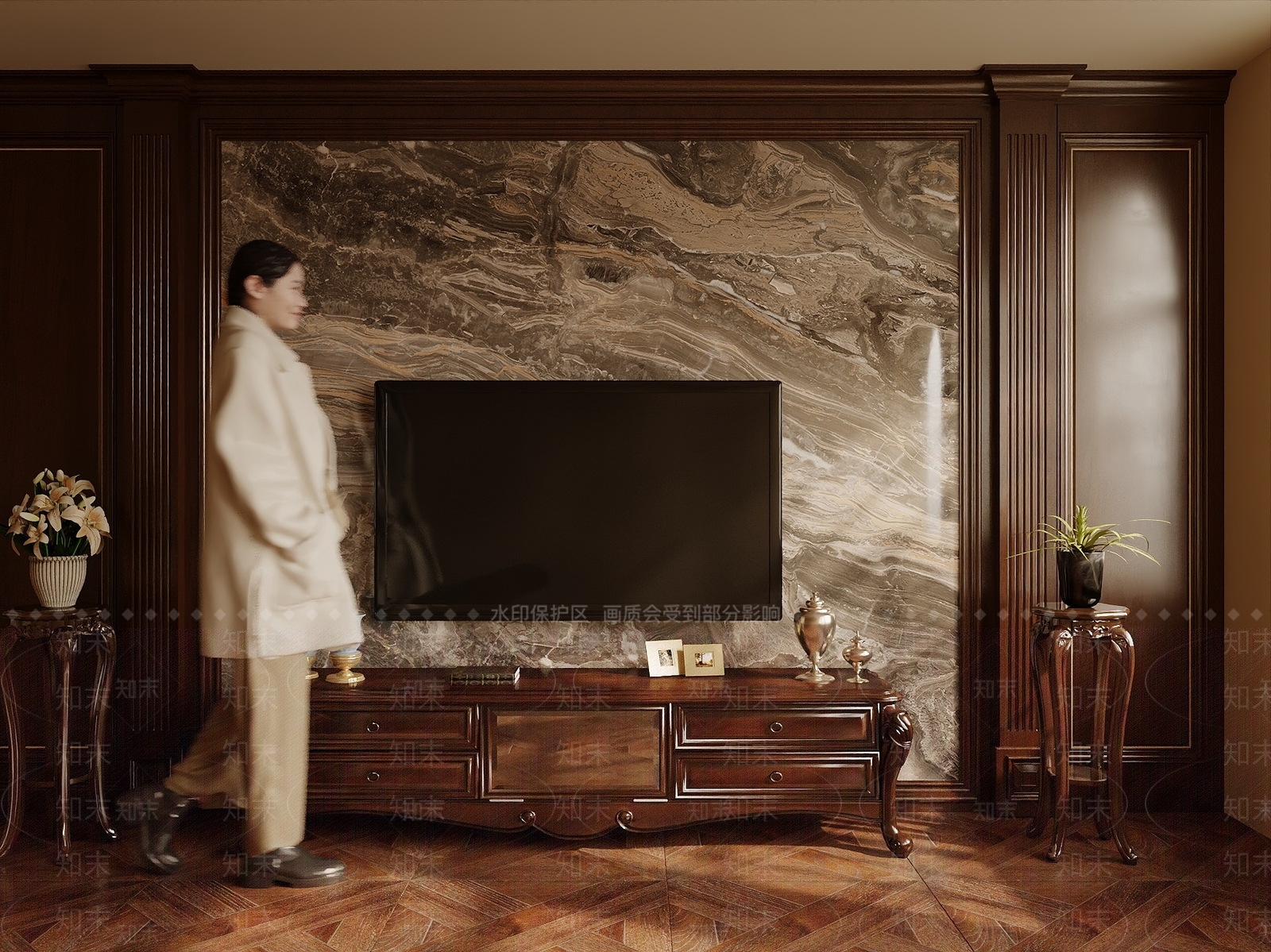 美式家居客厅SU模型下载【ID:1233225855】