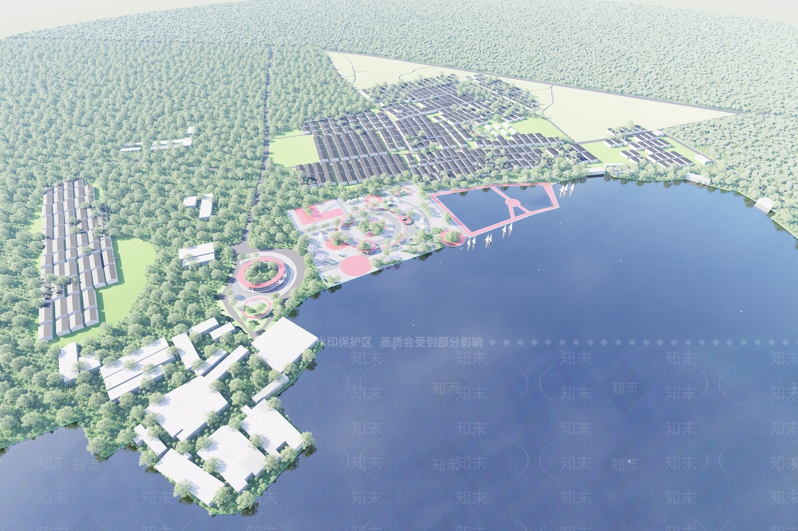 现代主义滨水景观SU模型下载【ID:1233231021】